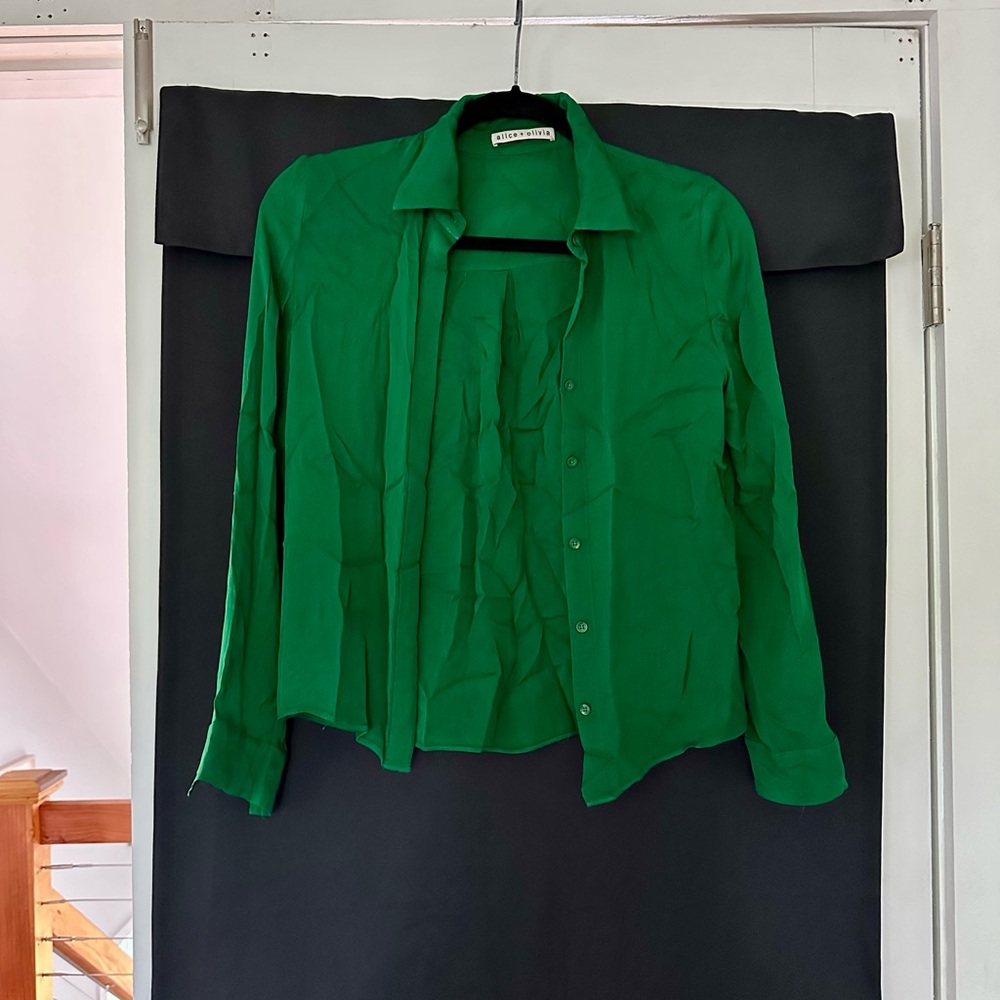 Alice + Olivia Green Silk Blouse